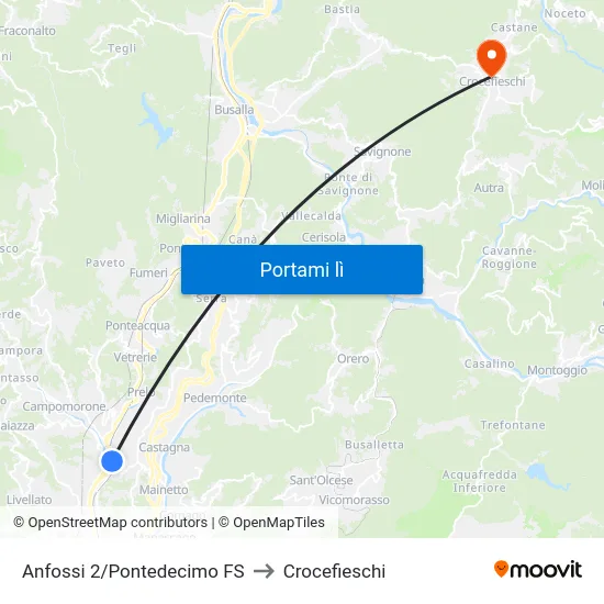 Anfossi 2/Pontedecimo FS to Crocefieschi map