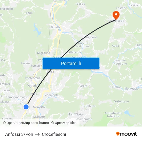 Anfossi 3/Poli to Crocefieschi map