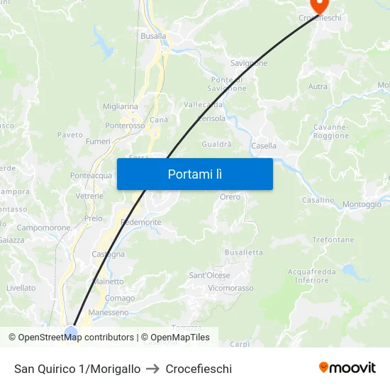 San Quirico 1/Morigallo to Crocefieschi map