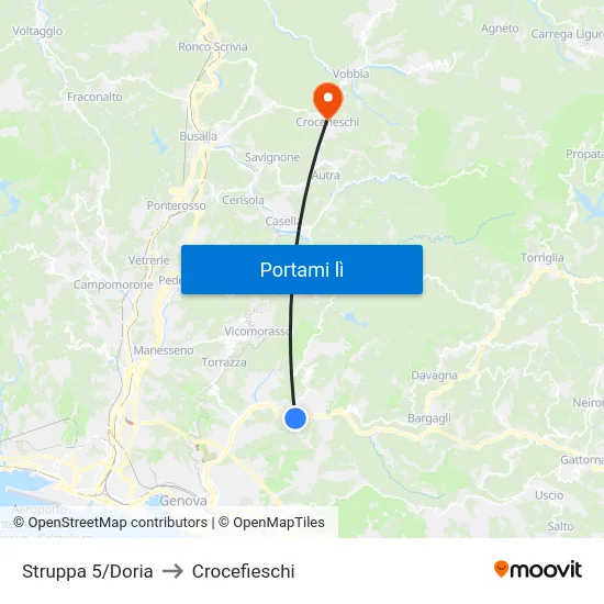 Struppa 5/Doria to Crocefieschi map