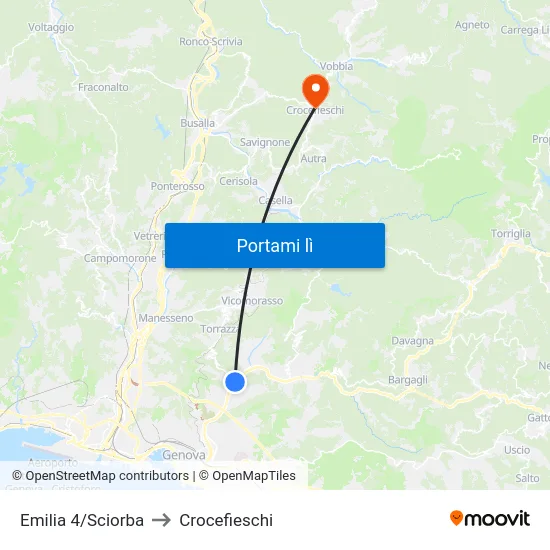 Emilia 4/Sciorba to Crocefieschi map