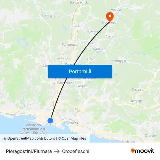 Pieragostini/Fiumara to Crocefieschi map