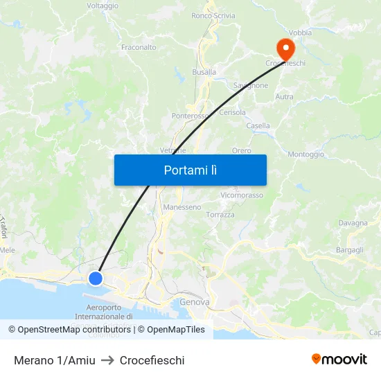 Merano 1/Amiu to Crocefieschi map