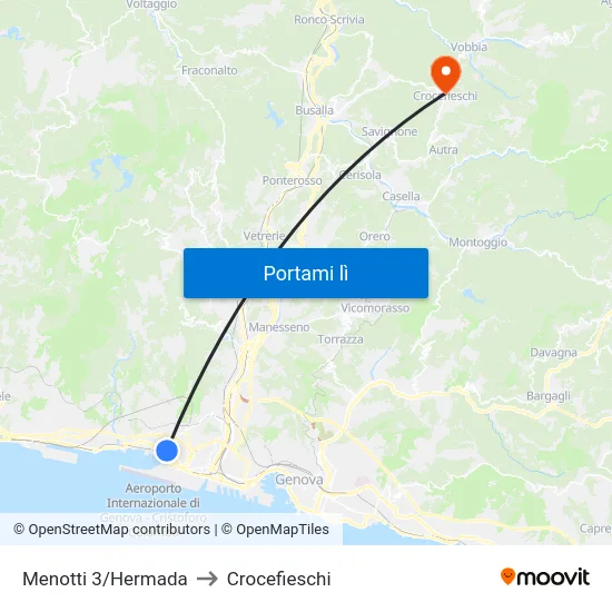 Menotti 3/Hermada to Crocefieschi map