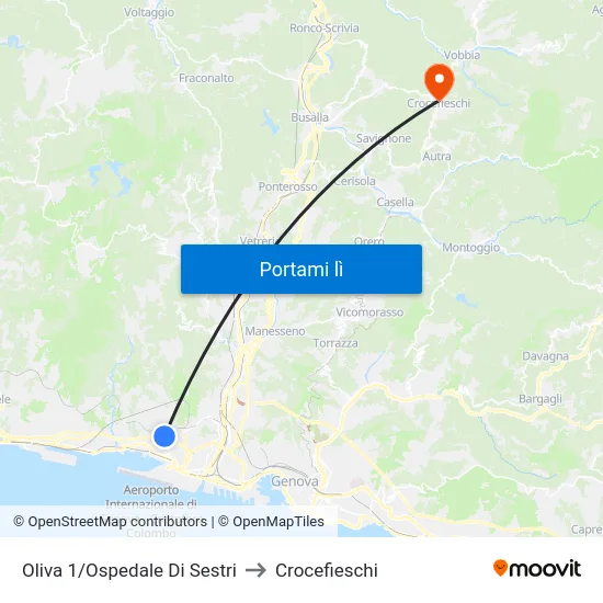 Oliva 1/Ospedale Di Sestri to Crocefieschi map
