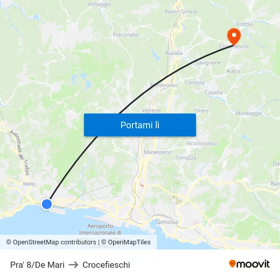 Pra' 8/De Mari to Crocefieschi map
