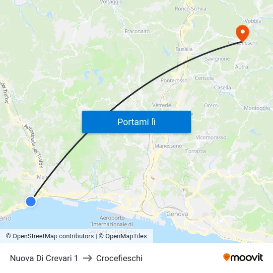 Nuova Di Crevari 1 to Crocefieschi map