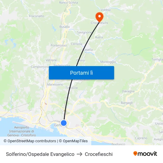 Solferino/Ospedale Evangelico to Crocefieschi map
