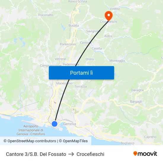 Cantore 3/S.B. Del Fossato to Crocefieschi map