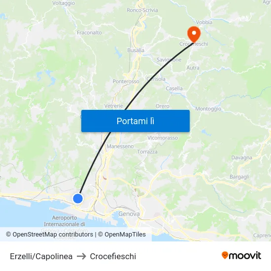 Erzelli/Capolinea to Crocefieschi map