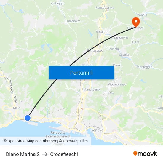 Diano Marina 2 to Crocefieschi map
