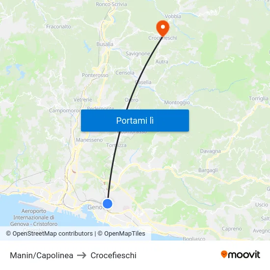 Manin/Capolinea to Crocefieschi map