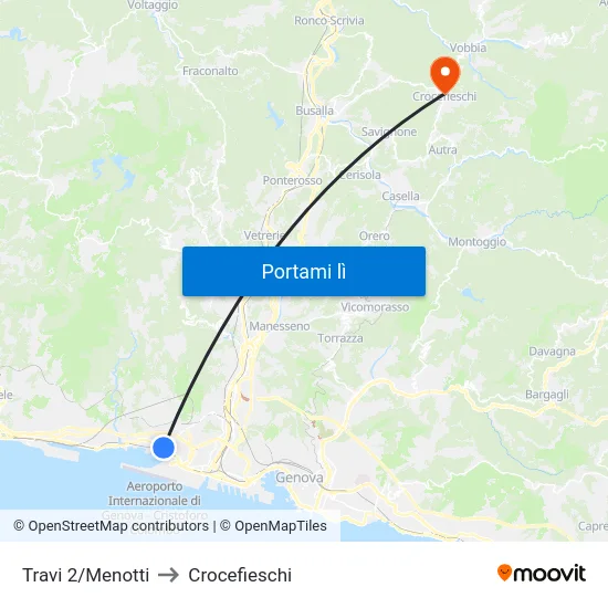 Travi 2/Menotti to Crocefieschi map
