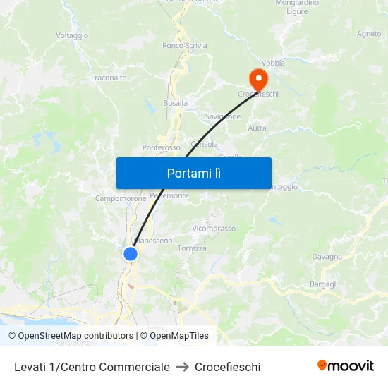 Levati 1/Centro Commerciale to Crocefieschi map