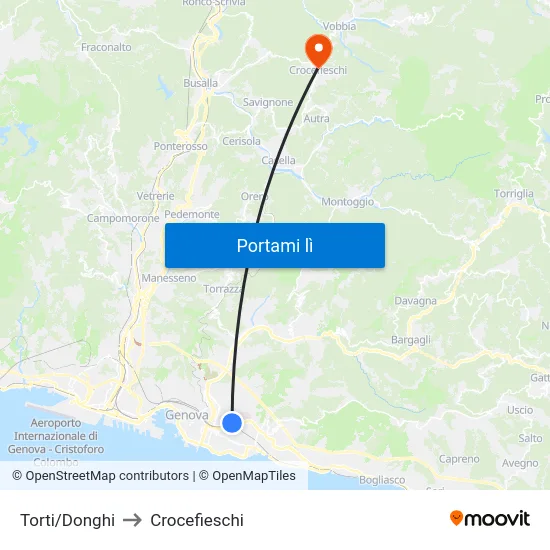 Torti/Donghi to Crocefieschi map