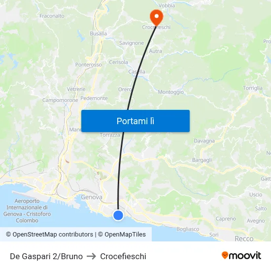 De Gaspari 2/Bruno to Crocefieschi map