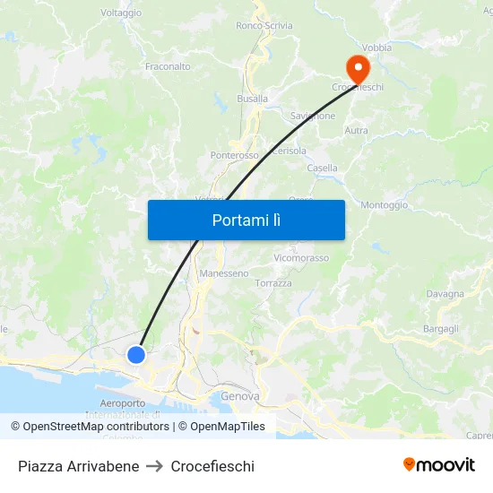 Piazza Arrivabene to Crocefieschi map