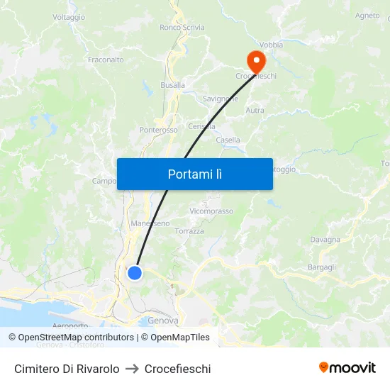 Cimitero Di Rivarolo to Crocefieschi map