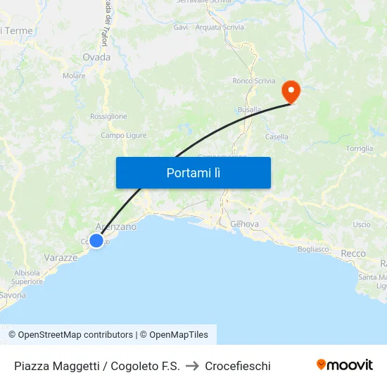 Piazza Maggetti / Cogoleto F.S. to Crocefieschi map