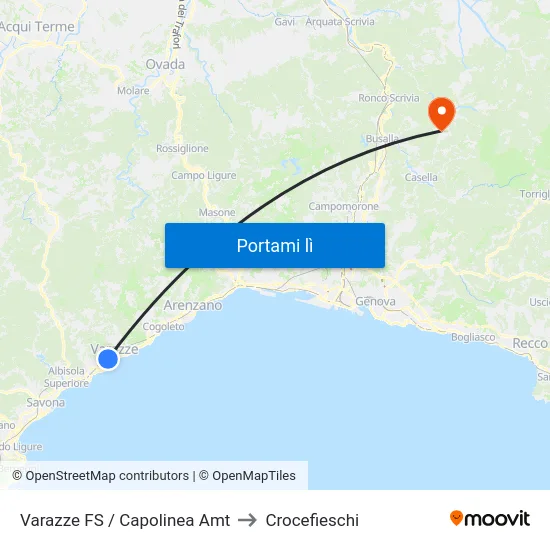 Varazze FS / Capolinea Amt to Crocefieschi map