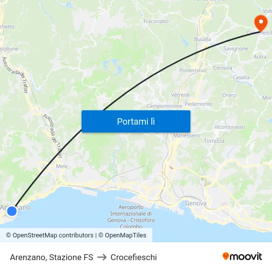 Arenzano, Stazione FS to Crocefieschi map