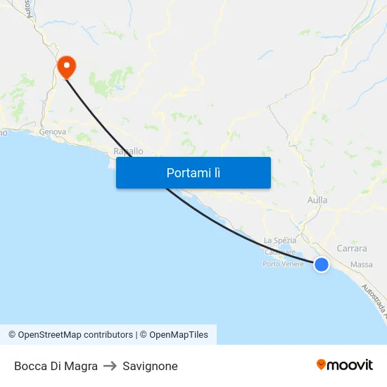 Bocca Di Magra to Savignone map