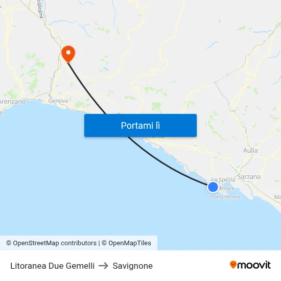 Litoranea Due Gemelli to Savignone map