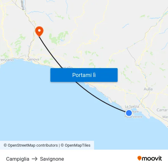Campiglia to Savignone map