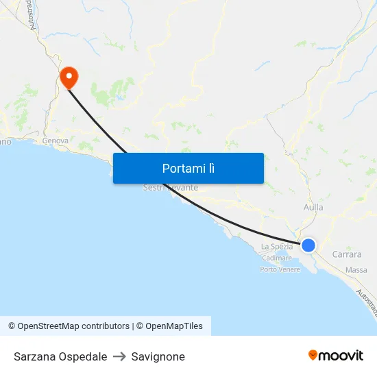 Sarzana Ospedale to Savignone map