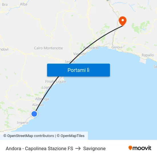 Andora - Capolinea Stazione FS to Savignone map
