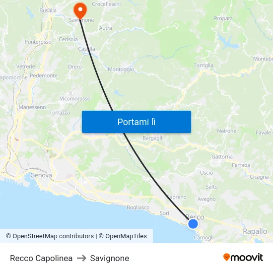 Recco Capolinea to Savignone map
