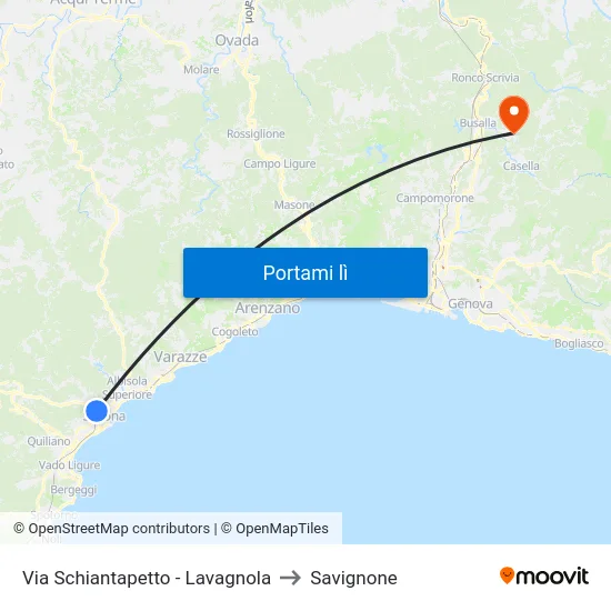Via Schiantapetto - Lavagnola to Savignone map