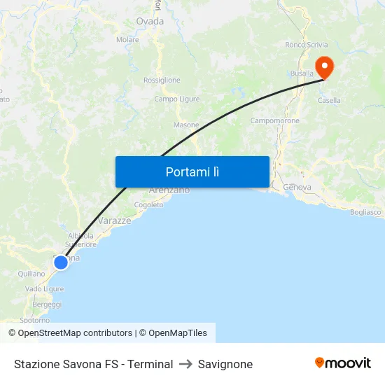 Stazione Savona FS - Terminal to Savignone map