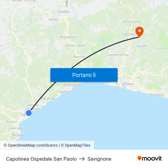 Capolinea Ospedale San Paolo to Savignone map