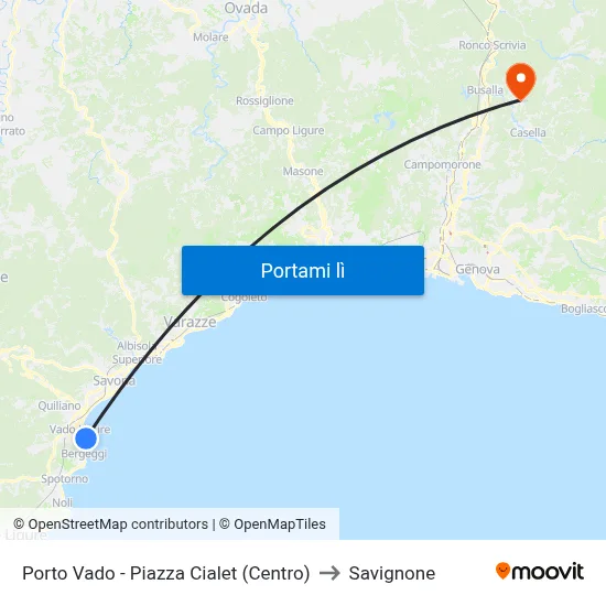 Porto Vado - Piazza Cialet (Centro) to Savignone map