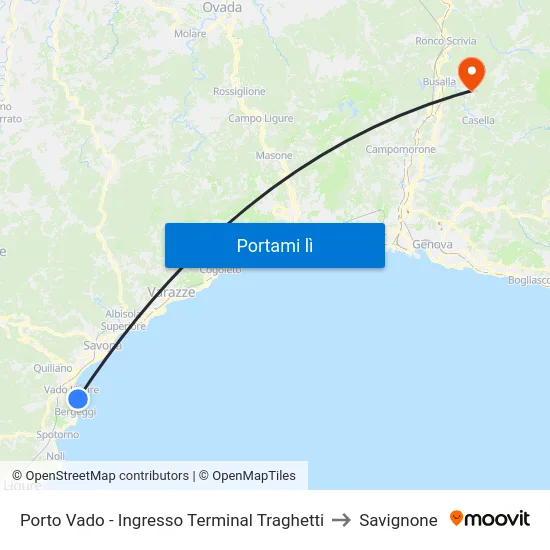Porto Vado - Ingresso Terminal Traghetti to Savignone map