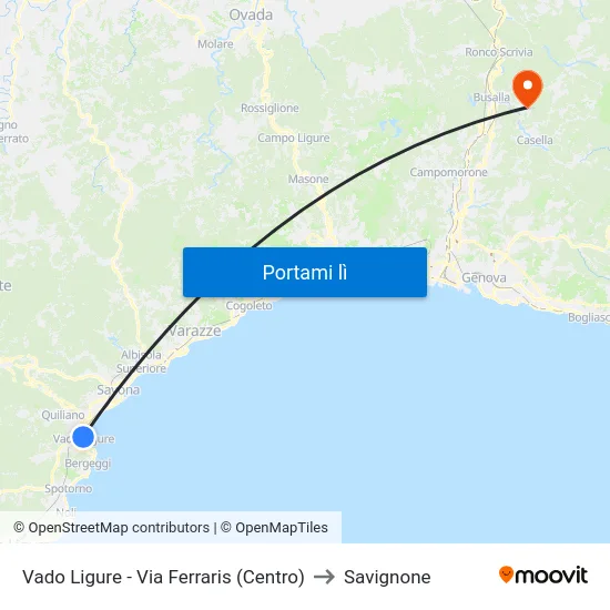 Vado Ligure - Via Ferraris (Centro) to Savignone map