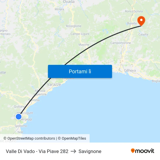 Valle Di Vado - Via Piave 282 to Savignone map