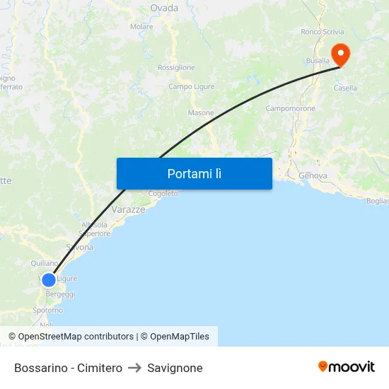 Bossarino - Cimitero to Savignone map
