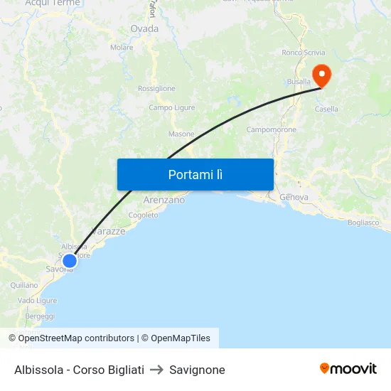 Albissola - Corso Bigliati to Savignone map