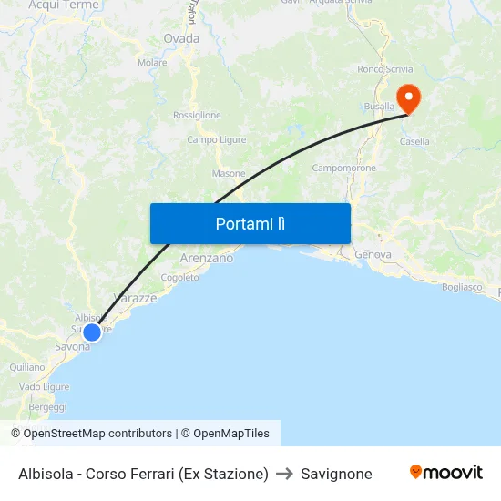 Albisola - Corso Ferrari (Ex Stazione) to Savignone map