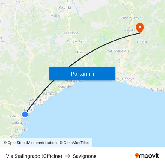 Via Stalingrado (Officine) to Savignone map