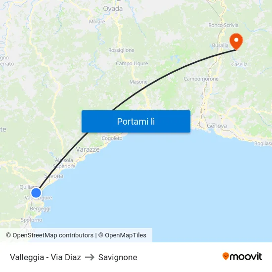 Valleggia - Via Diaz to Savignone map