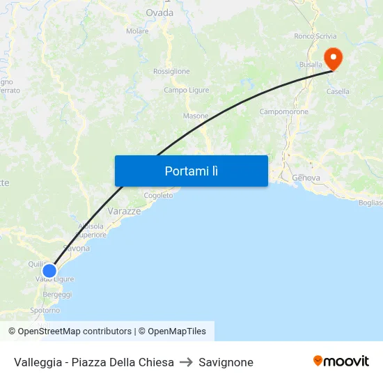 Valleggia - Piazza Della Chiesa to Savignone map