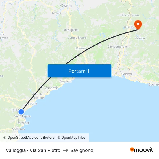 Valleggia - Via San Pietro to Savignone map