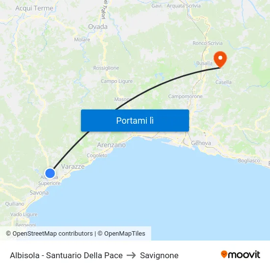 Albisola - Santuario Della Pace to Savignone map