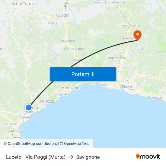 Luceto - Via Poggi (Murta) to Savignone map
