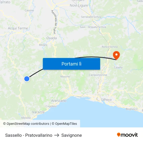 Sassello - Pratovallarino to Savignone map