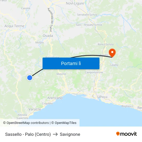 Sassello - Palo (Centro) to Savignone map