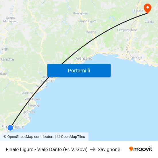 Finale Ligure - Viale Dante (Fr. V. Govi) to Savignone map